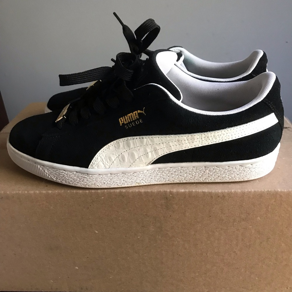 Puma Suede Classic Xxi Lace Up  Mens Black Sneakers Casual Shoes